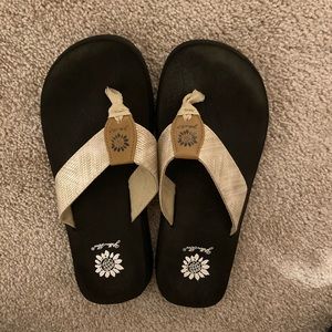 Gold Yellow Box Flip Flops